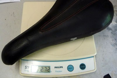 WTB Laser Saddle on the scales at 272g for the crmo railled version