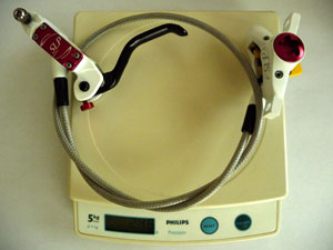 Hygia SLP rear disc brake on scale weighing 275g