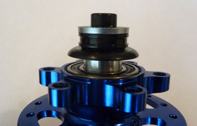 Axle almost fully re-inserted into hub