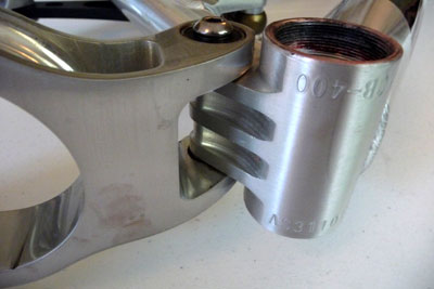 Close-up of bottom bracket area showing extra machining