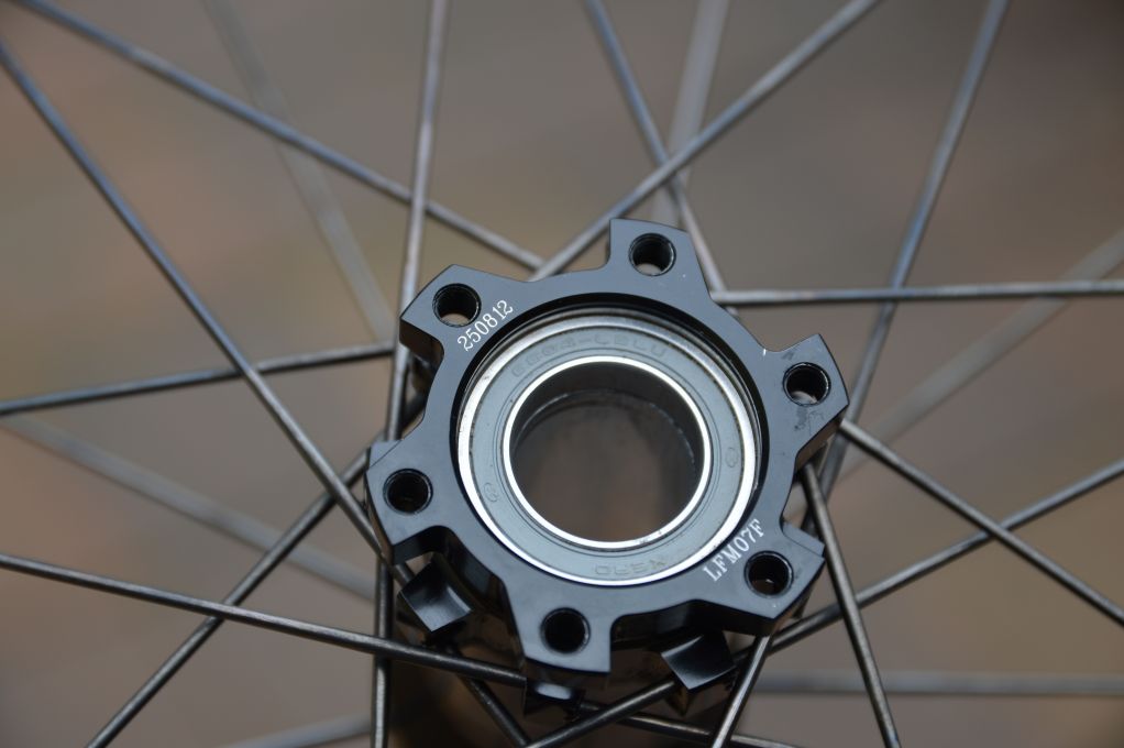 Side view of Roval front hub non-drive side bearing with end cap removed