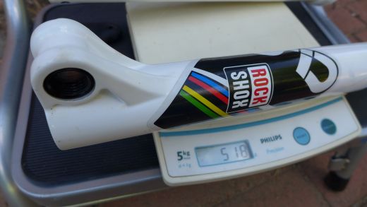 15mm Rockshox SID lowers on scale at 518g